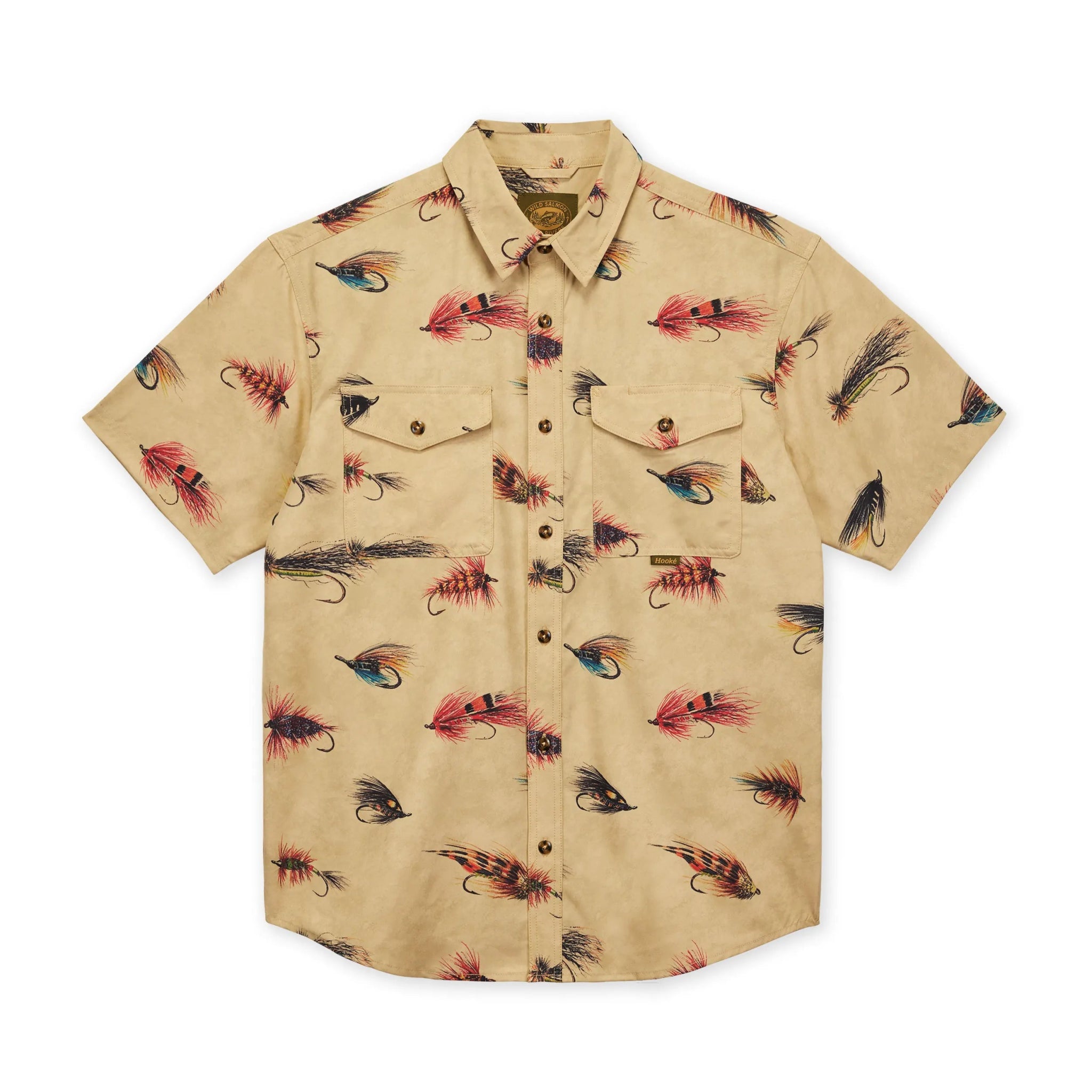 M's Atlantic Salmon Flies Short Sleeve Shirt - Hooké