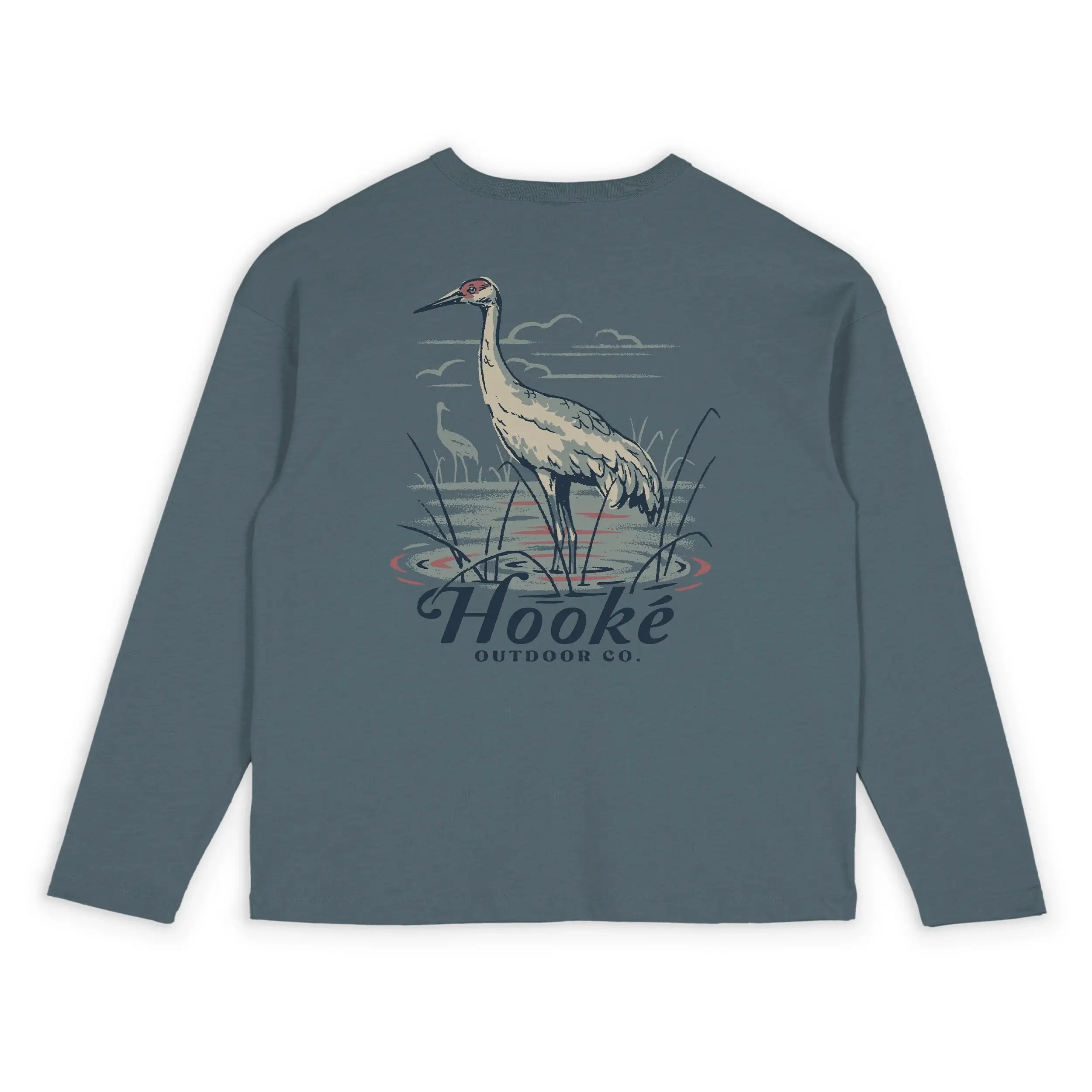 W's Sandhill Crane Oversized Long Sleeve Tee - Hooké