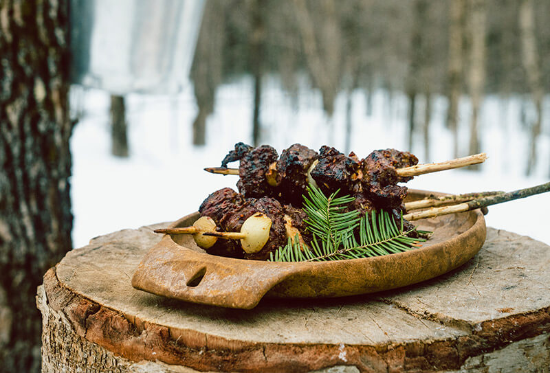 Maple Glazed Moose Skewers