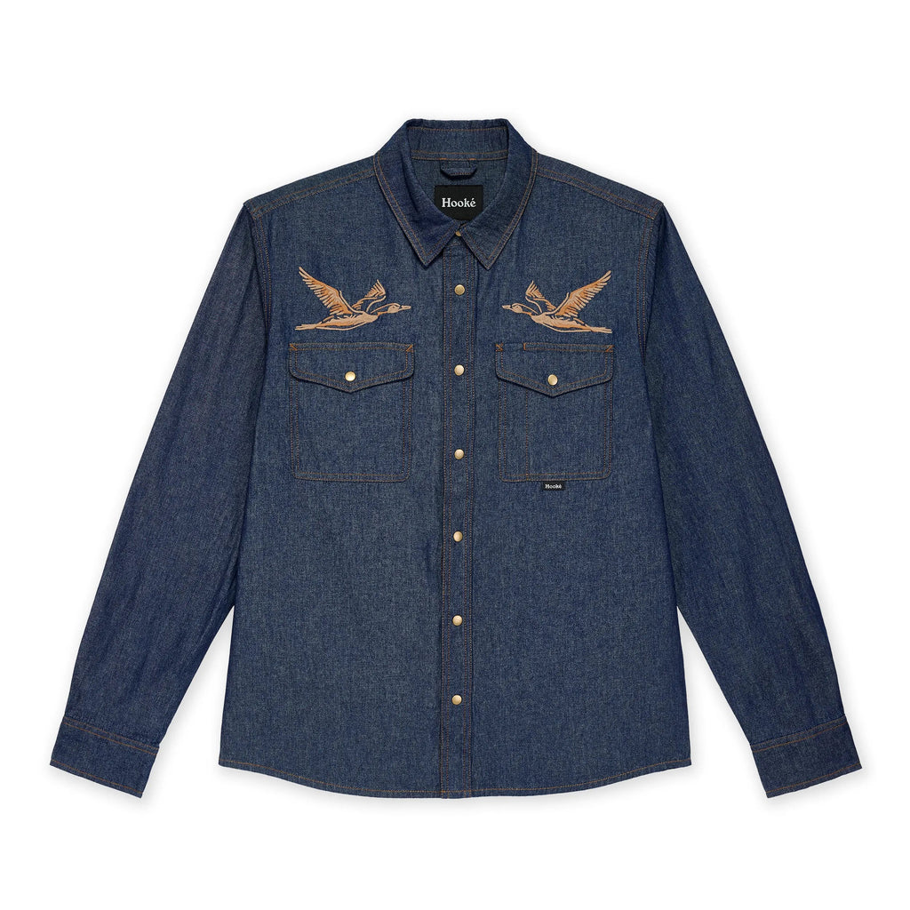 トップス Bowling Shirt - Bird Embroidery Denim トップス Bowling Shirt - Bird Embroidery Denim Bowling Shirt