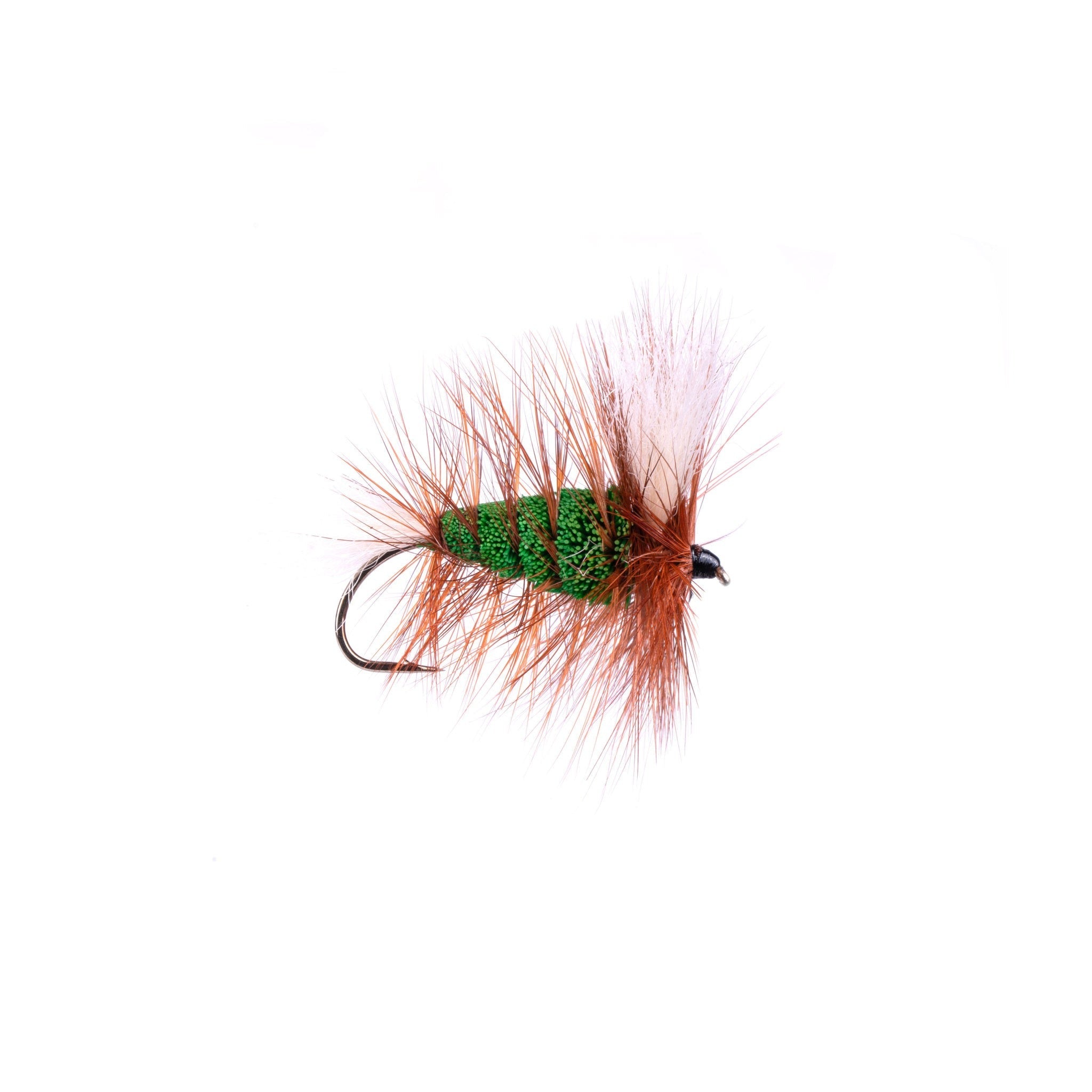 Green-White Tail-brown Hackle (Wulff Bomber) #4 - Hooké